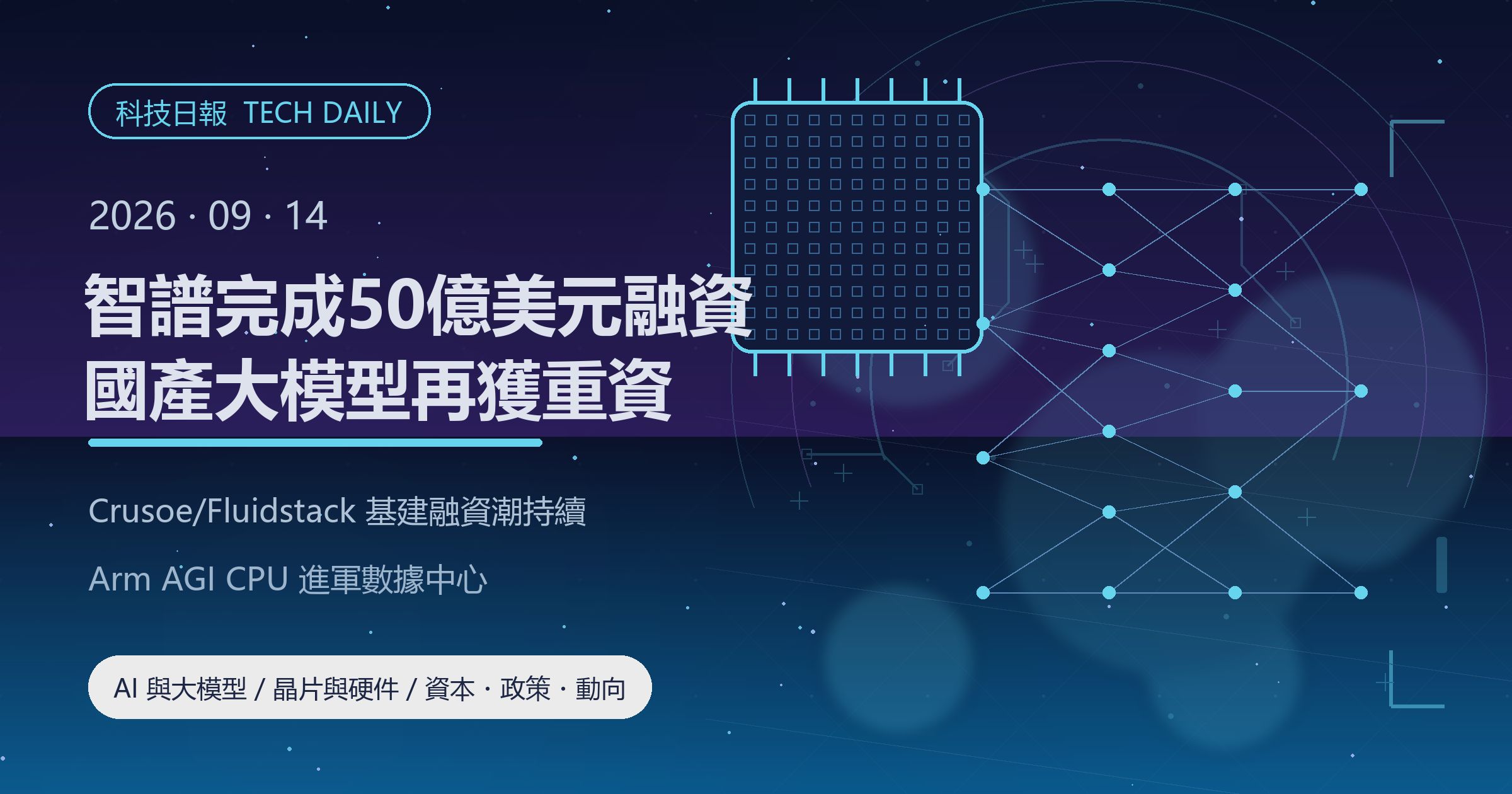 [科技日報] 2026年9月14日｜智譜完成50億美元融資，AI基建融資潮延續