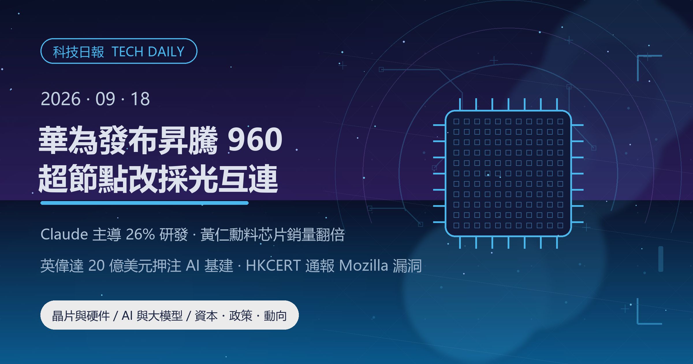 [科技日報] 2026年9月18日｜華為發布昇騰 960 超節點，芯片時程提前三個季度