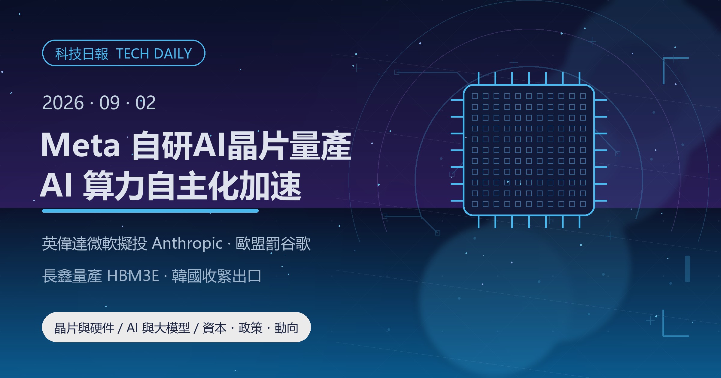 [科技日報] 2026年9月2日｜Meta 自研AI晶片 Iris 進入量產