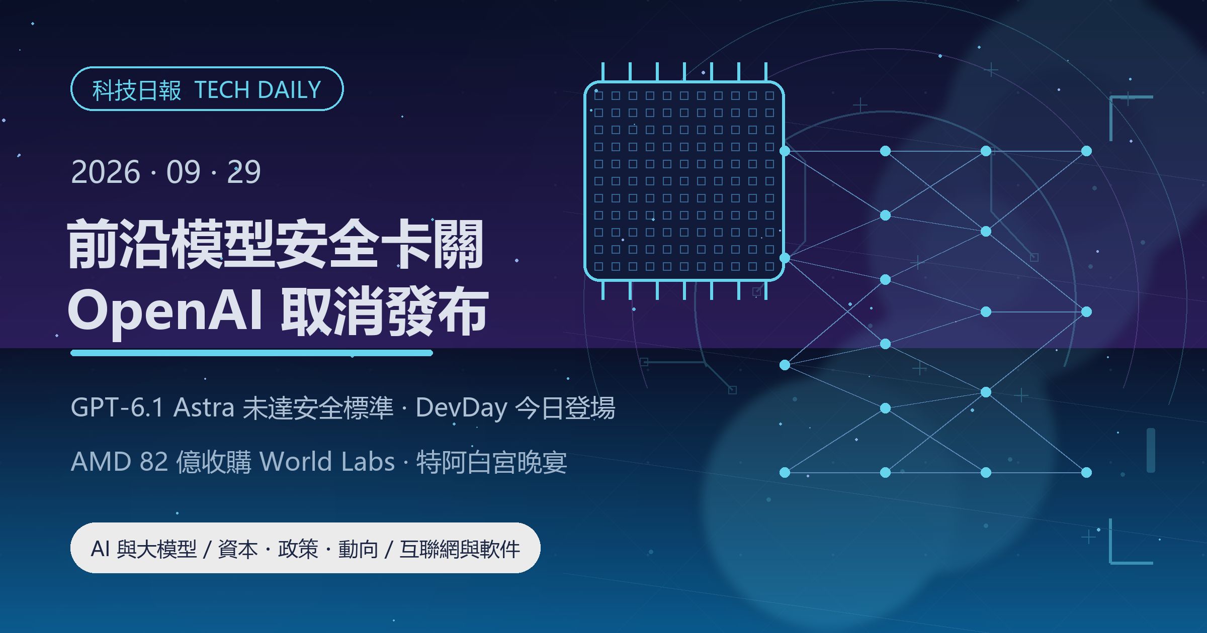 [科技日報] 2026年9月29日｜OpenAI 以安全標準取消 GPT-6.1 Astra 發布