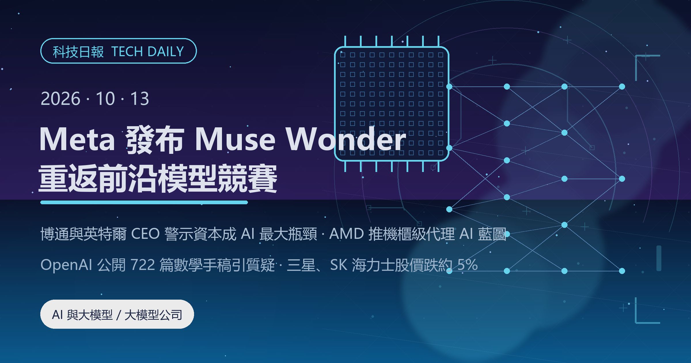 [科技日報] 2026年10月13日｜Meta 發布 Muse Wonder 重返前沿模型競賽