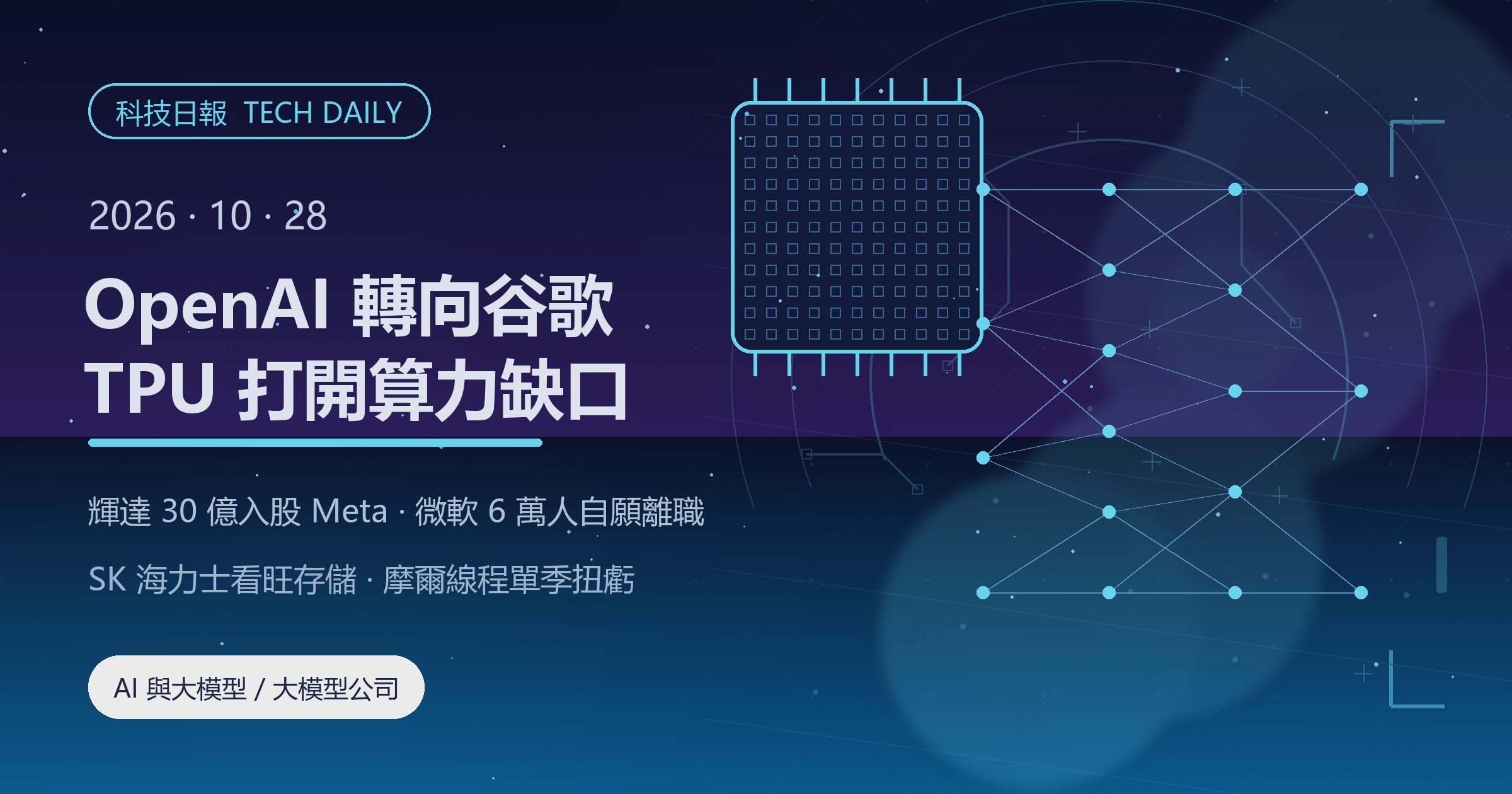 [科技日報] 2026年10月28日｜OpenAI 擬採購谷歌 TPU，算力霸權現裂縫
